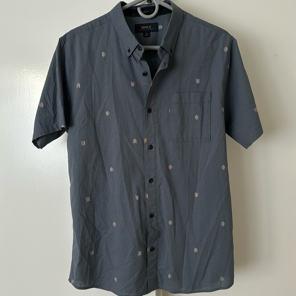 Roark classic fit short sleeve button down shirt.